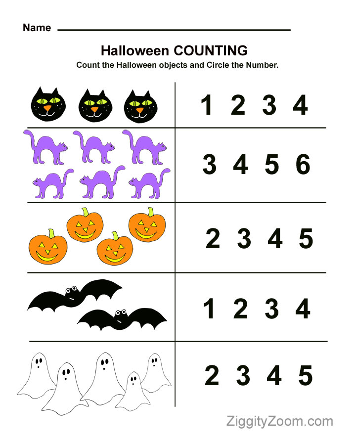 Halloween Preschool Worksheet For Counting Practice National 