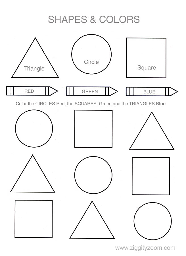 Shapes and Colors Preschool Worksheet